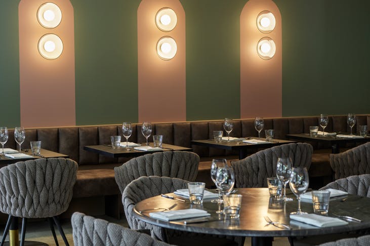 The plush dining room at Blaq restaurant in the Blue Mountains.